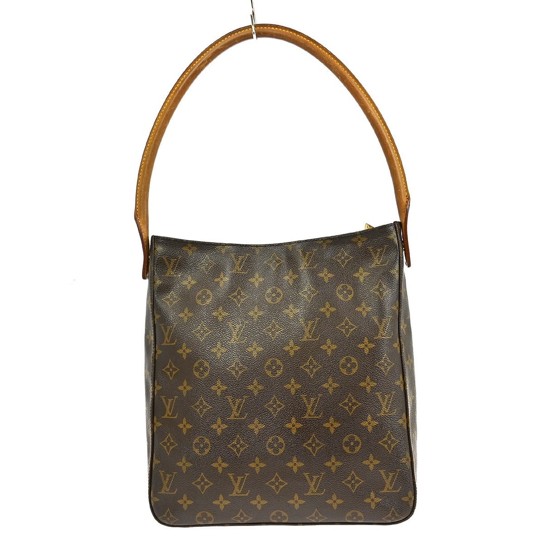 Louis Vuitton Looping GM Monogram Shoulder Bag Brown Leather Medium Purse: Louis Vuitton Looping GM Monogram Shoulder Bag Brown Leather Medium Purse This Louis Vuitton Looping GM shoulder bag features the signature monogram pattern on brown leather with beige leather handles
