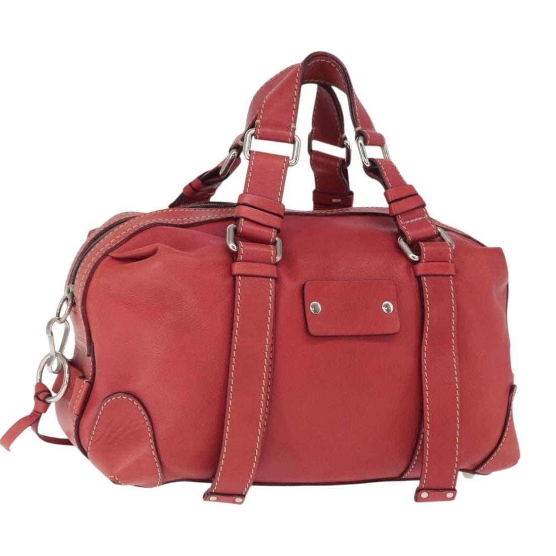 Chloe Nile Leather Hand Bag Pink Gold Auth BA9171 Italy: Chloe Nile Leather Hand Bag Pink Gold Auth BA9171 Italy This Chloe Nile Hand Bag, crafted in Italy, features a luxurious leather exterior in a stylish pink and gold color combination. With a height of
