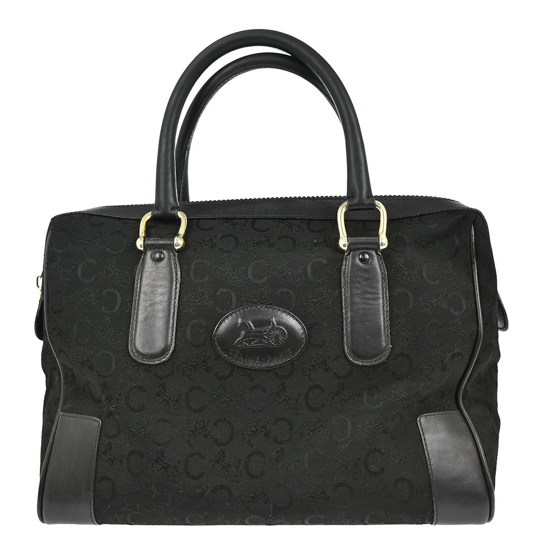 Celine Macadam Black Canvas Leather Tote with Double Handles and Logo Accent: Celine Macadam Black Canvas Leather Tote with Double Handles and Logo Accent Introducing the Celine Black C Macadam Tote Handbag, a stylish and functional accessory perfect for casual occasions. This 