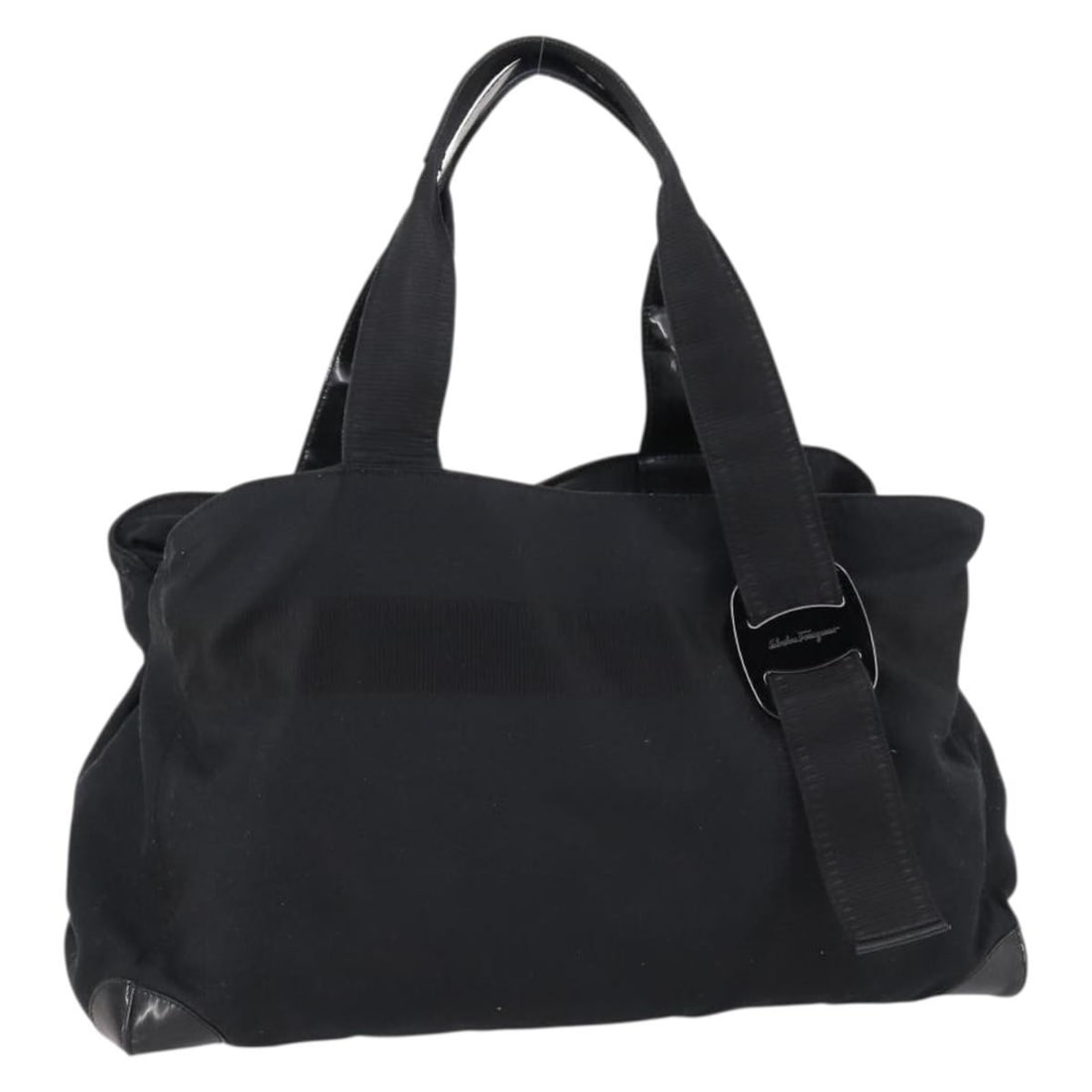 Salvatore Ferragamo Vala Tote Bag Black Silver Canvas Made in Italy: Salvatore Ferragamo Vala Tote Bag Black Silver Canvas Made in Italy This Salvatore Ferragamo Vala Tote Bag combines elegant design with functional style. Crafted from durable black canvas with silver 