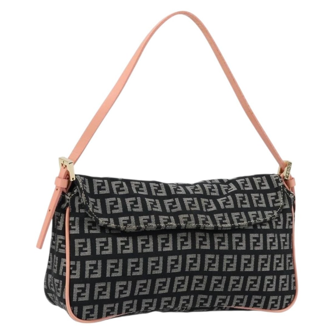 Fendi Zucchino Canvas Black Gold Shoulder Bag: Fendi Zucchino Canvas Black Gold Shoulder Bag This FENDI Zucchino Canvas Shoulder Bag features a black and gold exterior and is crafted from signature Zucchino canvas. Designed for women, the bag is m