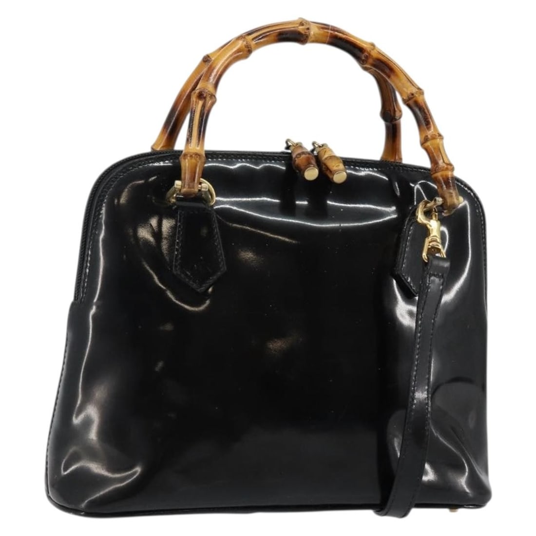 GUCCI Bamboo Enamel Hand Bag Black Gold 000 58 0290 Auth: GUCCI Bamboo Enamel Hand Bag Black Gold 000 58 0290 Auth This authentic GUCCI Bamboo Hand Bag showcases a sophisticated blend of black and gold enamel, highlighting luxurious Italian craftsmanship. Th