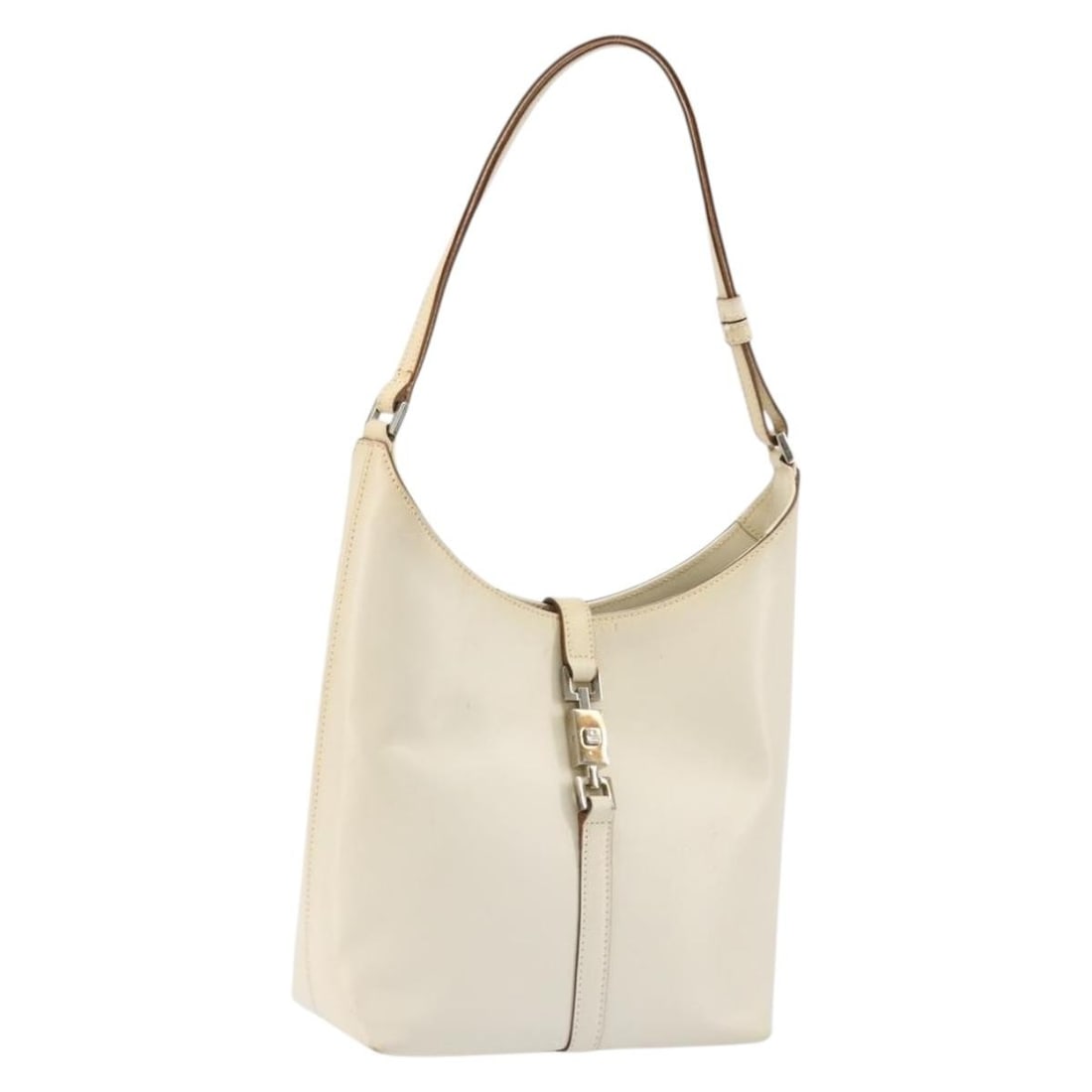 Gucci Jackie leather white silver shoulder bag 001 3875: Gucci Jackie leather white silver shoulder bag 001 3875 This Gucci Jackie shoulder bag is crafted from white and silver leather and features a compact, structured silhouette. Designed for women, the b