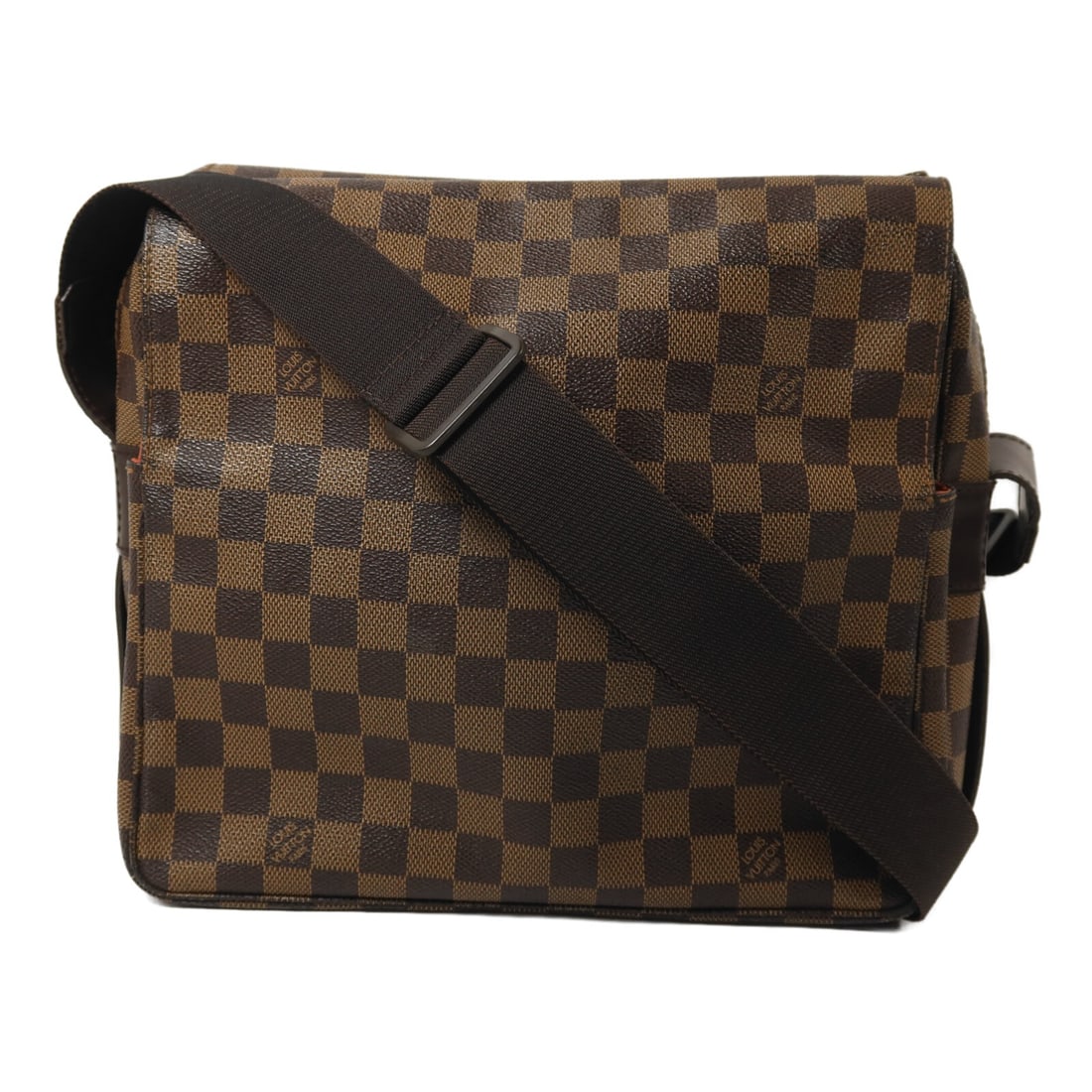 Louis Vuitton Damier Naviglio Brown Shoulder Bag with Gold Hardware N45255: Louis Vuitton Damier Naviglio Brown Shoulder Bag with Gold Hardware N45255 This Louis Vuitton Naviglio shoulder bag features the signature Damier brown PVC coated canvas and is designed for men. It of