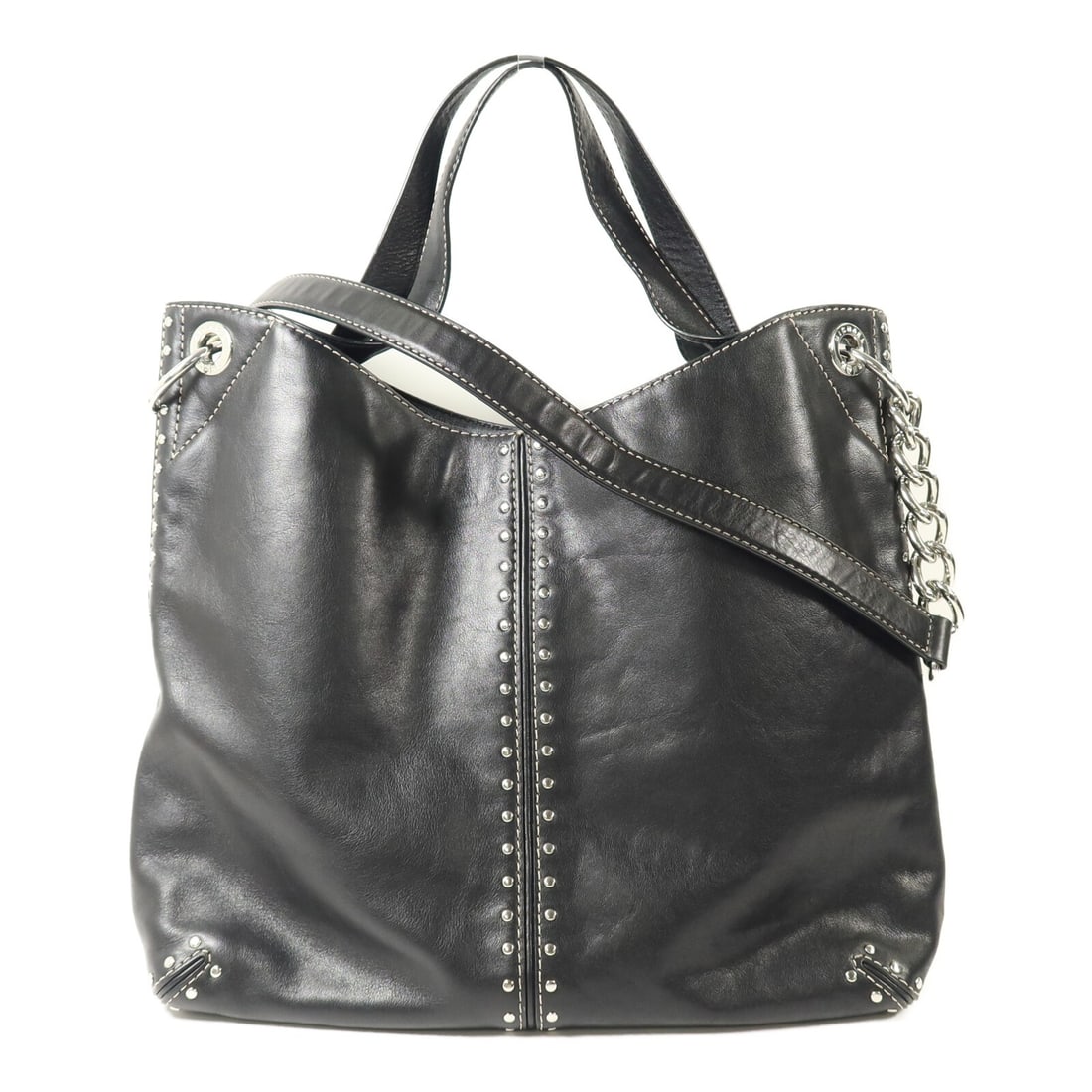 Michael Kors Black Calfskin 2way Shoulder Bag: Michael Kors Black Calfskin 2way Shoulder Bag This Michael Kors 2-way shoulder bag is crafted from black calfskin leather, offering both durability and a sophisticated look. Designed for versatility, 