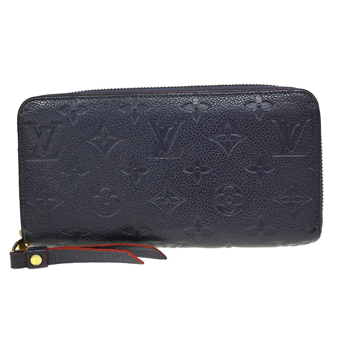 Louis Vuitton Empreinte Blue Leather Zip Wallet M62121 Vintage France: Louis Vuitton Empreinte Blue Leather Zip Wallet M62121 Vintage France This Louis Vuitton Monogram Empreinte Zippy Wallet features a check pattern in blue leather with logo accents. Designed in a zip-a