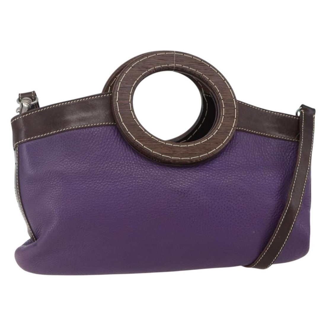 Miu Miu Purple Silver Leather Hand Bag 2way Authentic Italy: Miu Miu Purple Silver Leather Hand Bag 2way Authentic Italy This Miu Miu Wood Hand Bag is a stylish accessory that combines elegance and practicality. Crafted in Italy from high-quality leather, it fe