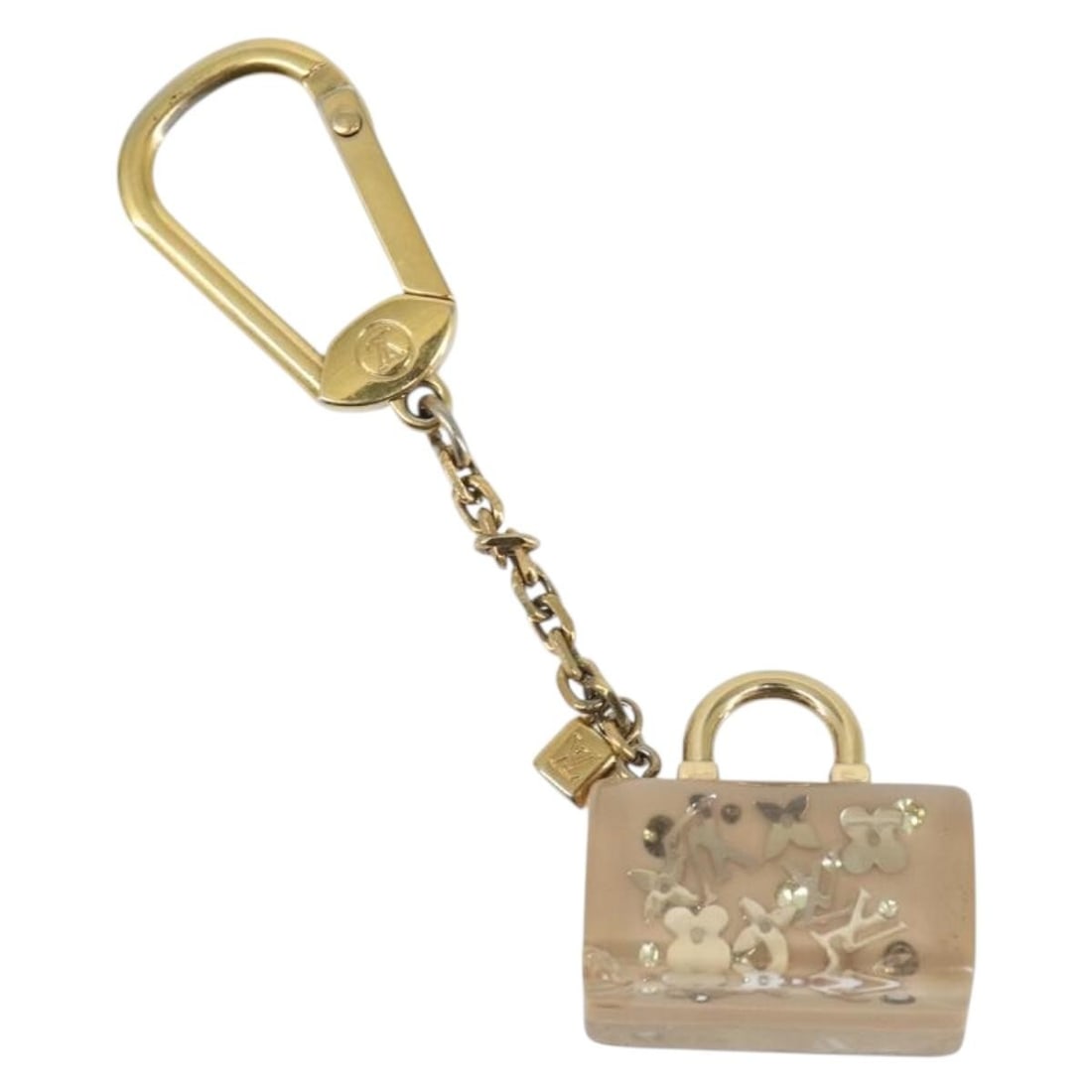 Speedy Unclusion Keychain in Gold Tone by Louis Vuitton M65416: Speedy Unclusion Keychain in Gold Tone by Louis Vuitton M65416 This Louis Vuitton Porte Cles Speedy Unclusion Charm features a white and gold tone color scheme with plastic material construction. The 