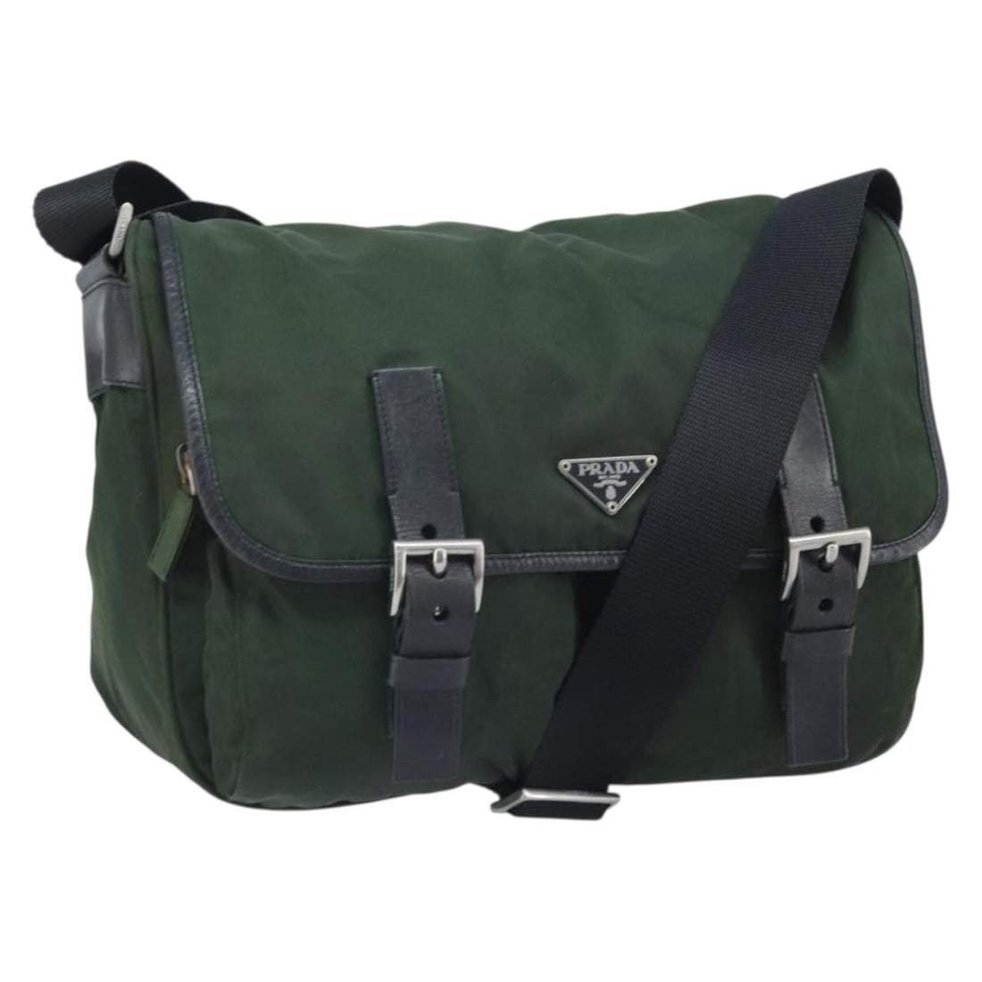 Prada Green Silver Nylon Shoulder Bag Italy: Prada Green Silver Nylon Shoulder Bag Italy This PRADA shoulder bag features a green and silver nylon exterior and is designed for women. The bag is made in Italy and offers an adjustable shoulder str
