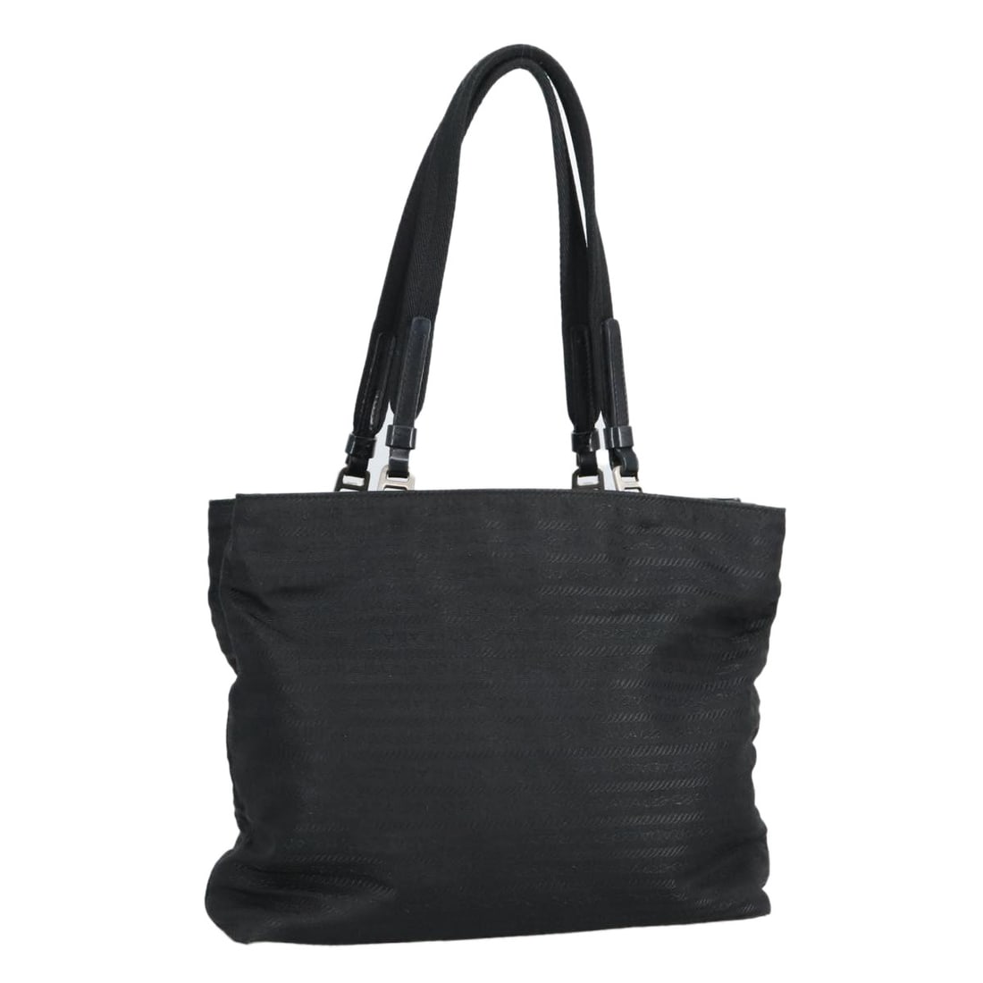 Prada Black Nylon Women Handbag Silver Trim Italy: Prada Black Nylon Women Handbag Silver Trim Italy This Prada handbag is crafted from black nylon with silver-tone details and is designed for women. Made in Italy, it features a handle drop of approxi