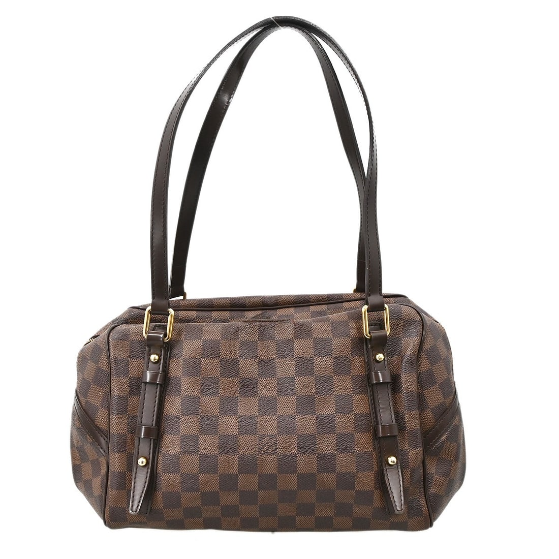 Louis Vuitton Rivington GM Damier Canvas Brown Medium Handbag with Double Handles: Louis Vuitton Rivington GM Damier Canvas Brown Medium Handbag with Double Handles This Louis Vuitton Damier Rivington GM handbag features the signature check pattern in brown Damier canvas leather and