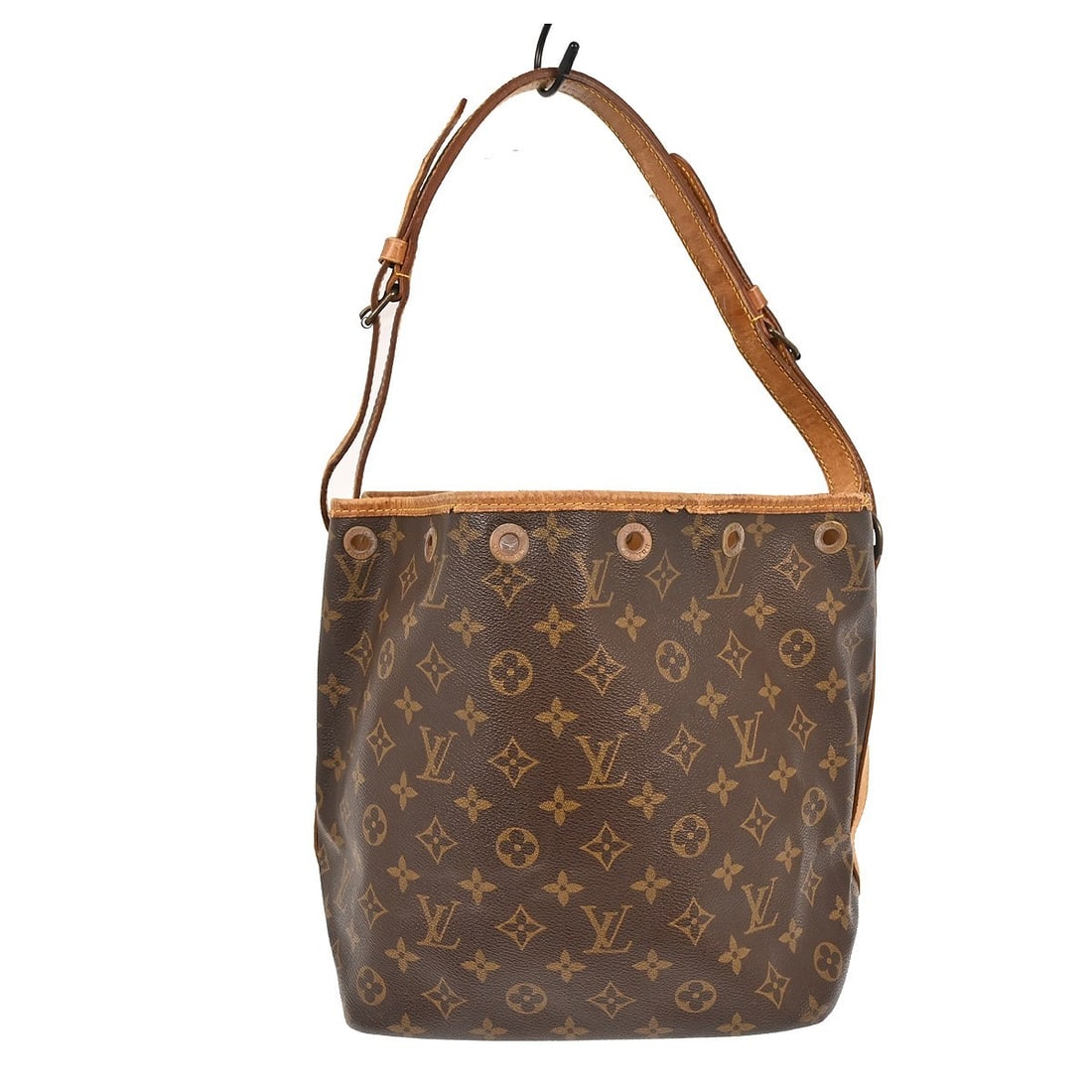Louis Vuitton Petite Noe Monogram Canvas Medium Shoulder Bag M42226: Louis Vuitton Petite Noe Monogram Canvas Medium Shoulder Bag M42226 This Louis Vuitton Petit Noe shoulder bag features the classic monogram canvas leather exterior and a drawstring closure. Designed w