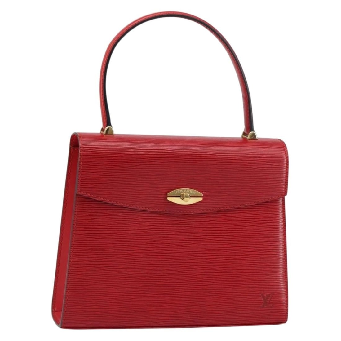 Red Epi Leather Malesherbes Handbag by Louis Vuitton Model M52377: Red Epi Leather Malesherbes Handbag by Louis Vuitton Model M52377 This is a Louis Vuitton Malesherbes hand bag crafted from red Epi leather. The bag features a structured silhouette with a top handle 