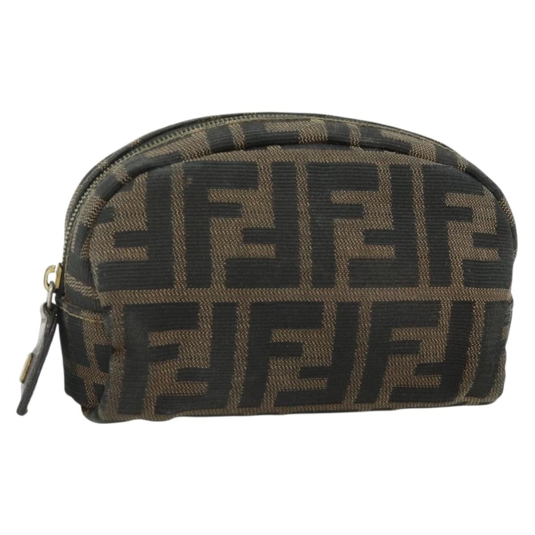 Fendi Zucca Canvas Black Brown Pouch 5.5 x 3.1 x 2.4 inch: Fendi Zucca Canvas Black Brown Pouch 5.5 x 3.1 x 2.4 inch This FENDI Zucca Canvas pouch features the brand's signature black and brown color scheme and is crafted from durable Zucca canvas. Designed f