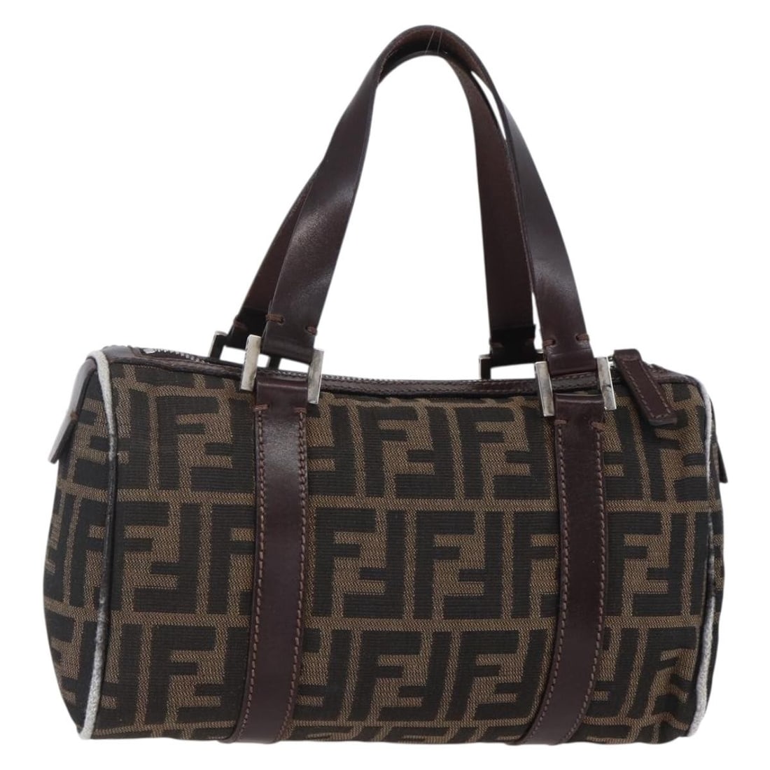 FENDI Zucca Canvas Hand Bag Black Brown Made in Italy (1 of 18)