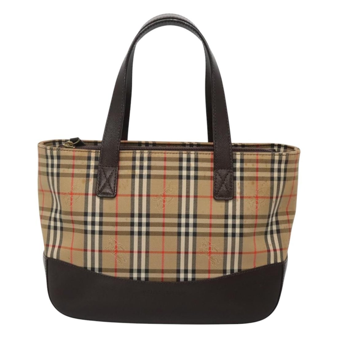 Beige Canvas and Leather Nova Check Shoulder Bag by Burberry: Beige Canvas and Leather Nova Check Shoulder Bag by Burberry This Burberry Nova Check handbag features the iconic check canvas complemented by leather accents. Designed for women, it comes in a beige 