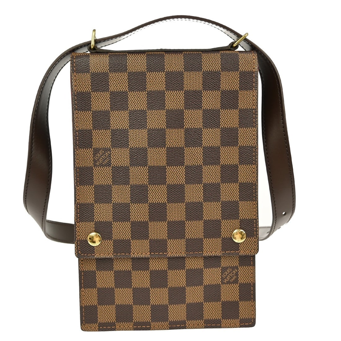 Louis Vuitton Damier Canvas Portobello Messenger Bag Brown Unisex: Louis Vuitton Damier Canvas Portobello Messenger Bag Brown Unisex The Louis Vuitton Portobello Messenger features a brown Damier canvas exterior, designed for unisex use. Made in France, this messenge