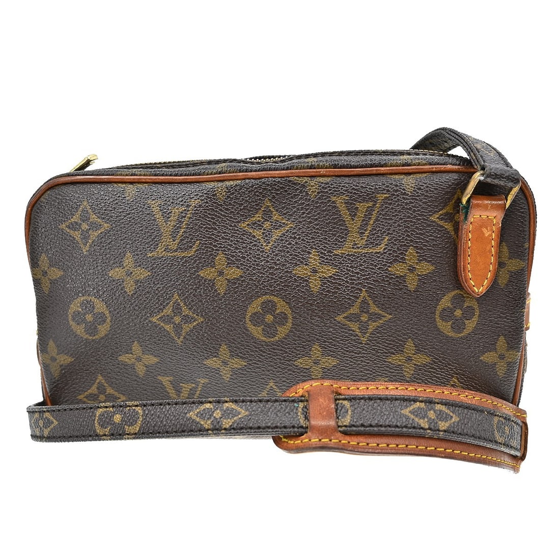 Louis Vuitton Marly Bandouliere Monogram Mini Leather Crossbody Bag M51828: Louis Vuitton Marly Bandouliere Monogram Mini Leather Crossbody Bag M51828 This Louis Vuitton Marly Bandouliere crossbody bag features the iconic monogram pattern on brown leather with a canvas lining