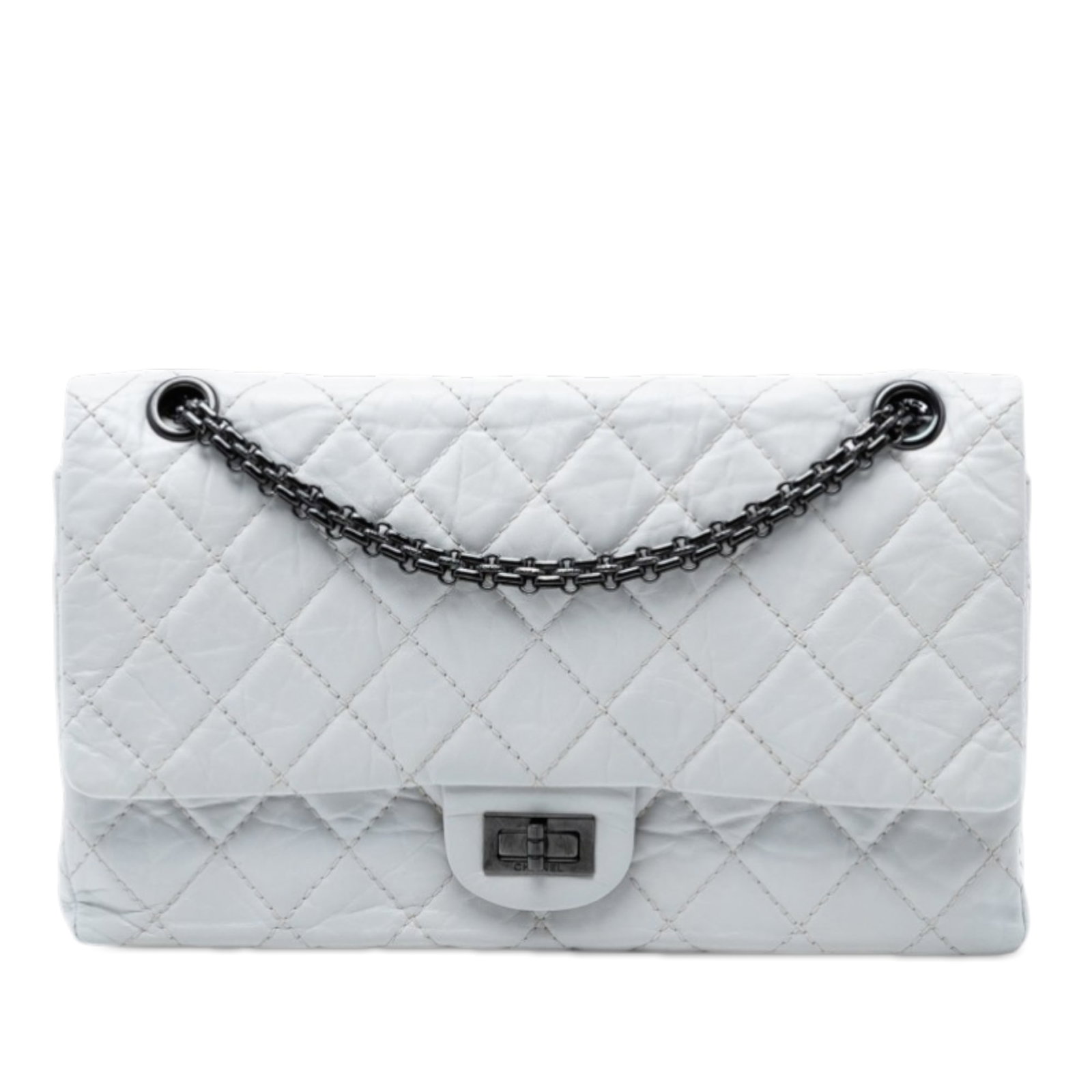 Chanel Reissue 2.55 Aged Calfskin Double Flap Shoulder Bag White (1 of 8)
