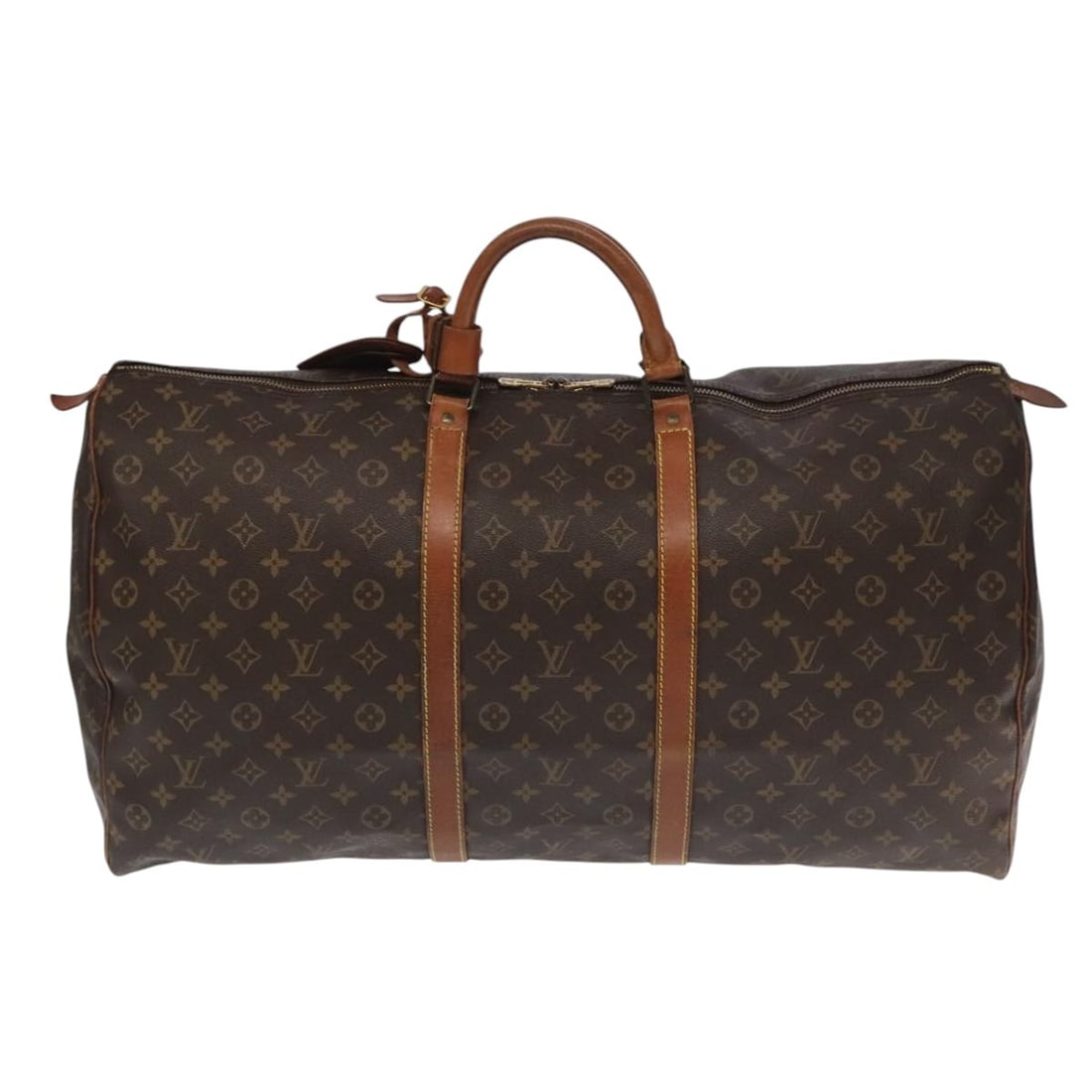 Louis Vuitton Monogram Canvas Keepall Travel Bag Brown Unisex 60cm: Louis Vuitton Monogram Canvas Keepall Travel Bag Brown Unisex 60cm The Louis Vuitton Keepall Bag in Monogram Canvas is a classic unisex travel accessory crafted in brown canvas. This bag features a sp