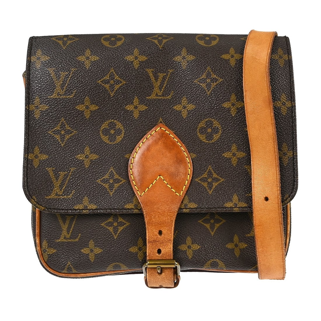 Louis Vuitton Cartouchiere Brown Canvas Shoulder Bag France: Louis Vuitton Cartouchiere Brown Canvas Shoulder Bag France The Louis Vuitton Cartouchiere Handbag features the iconic monogram canvas in brown and is designed for women. This shoulder bag is crafted 