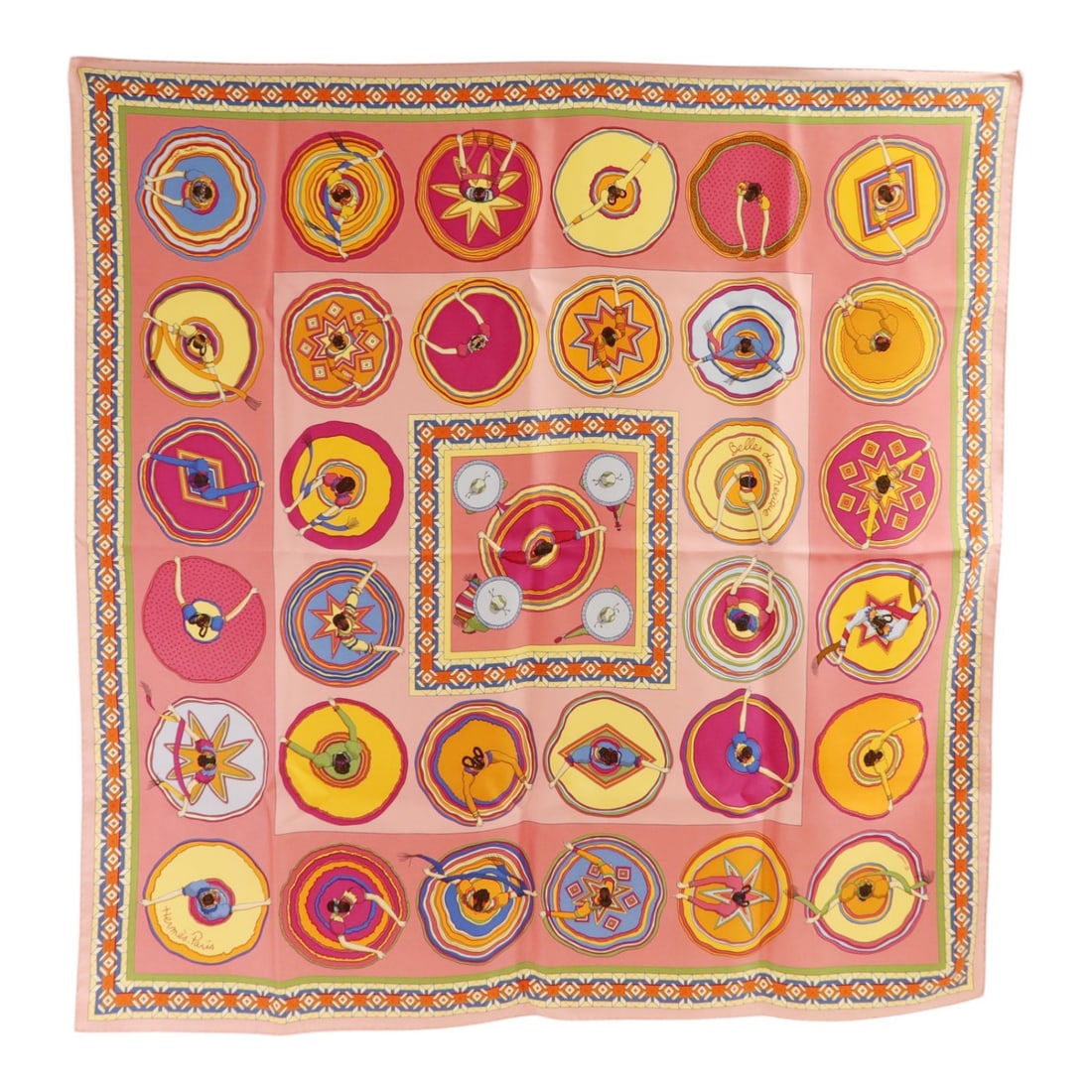 Hermes Belles Du Mexique Silk Square Scarf Pink Orange Multicolor 90cm: Hermes Belles Du Mexique Silk Square Scarf Pink Orange Multicolor 90cm Hermes Belles Du Mexique scarf features a vibrant pink, orange, and multicolor design crafted from luxurious silk. This women's s