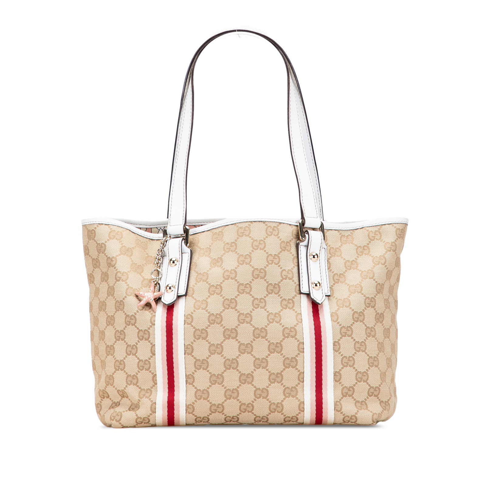 Gucci GG Canvas Jolicoeur Tote Bag with Leather Trim: Gucci GG Canvas Jolicoeur Tote Bag with Leather Trim The Gucci GG Canvas Jolicoeur Tote is an elegant and practical accessory crafted from durable canvas with luxurious leather trim. This stylish tote