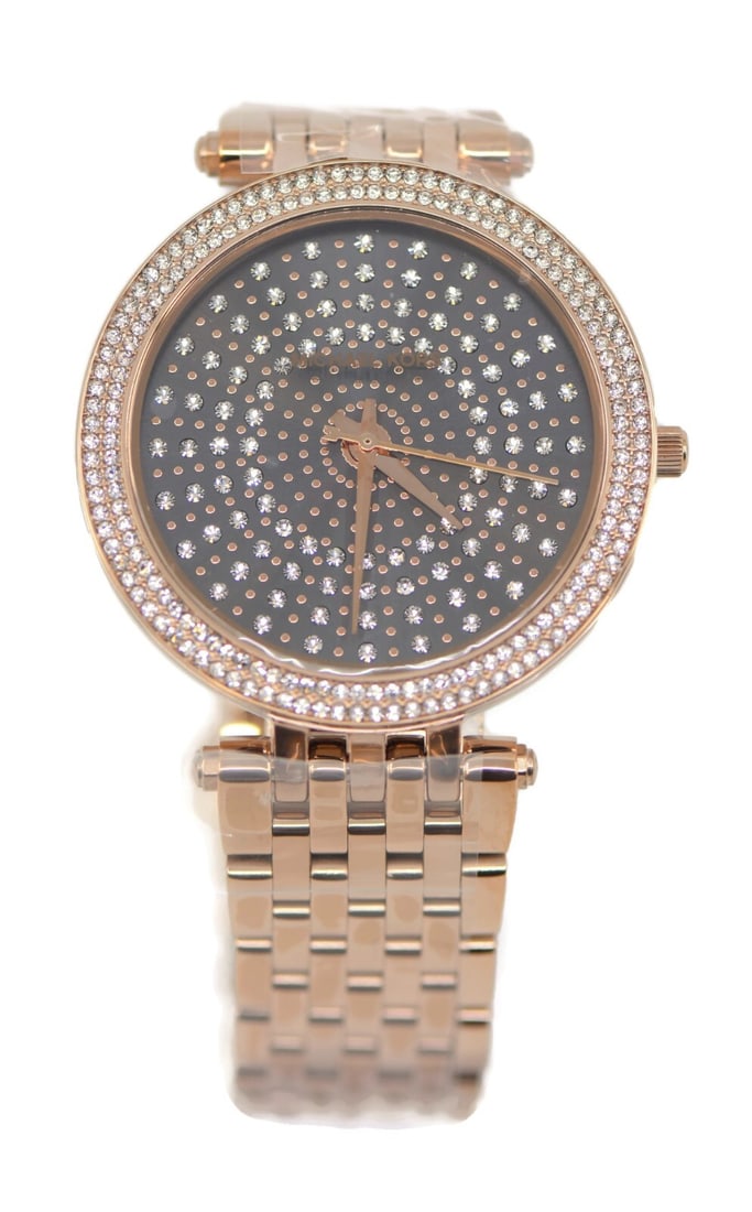 Michael Kors Darsi Watch MK4408 39mm Pink Dial Stainless Steel with Box and Papers: Michael Kors Darsi Watch MK4408 39mm Pink Dial Stainless Steel with Box and Papers Discover the elegance of the Michael Kors Darsi Stainless Steel Watch, model MK4408. This stylish wristwatch features