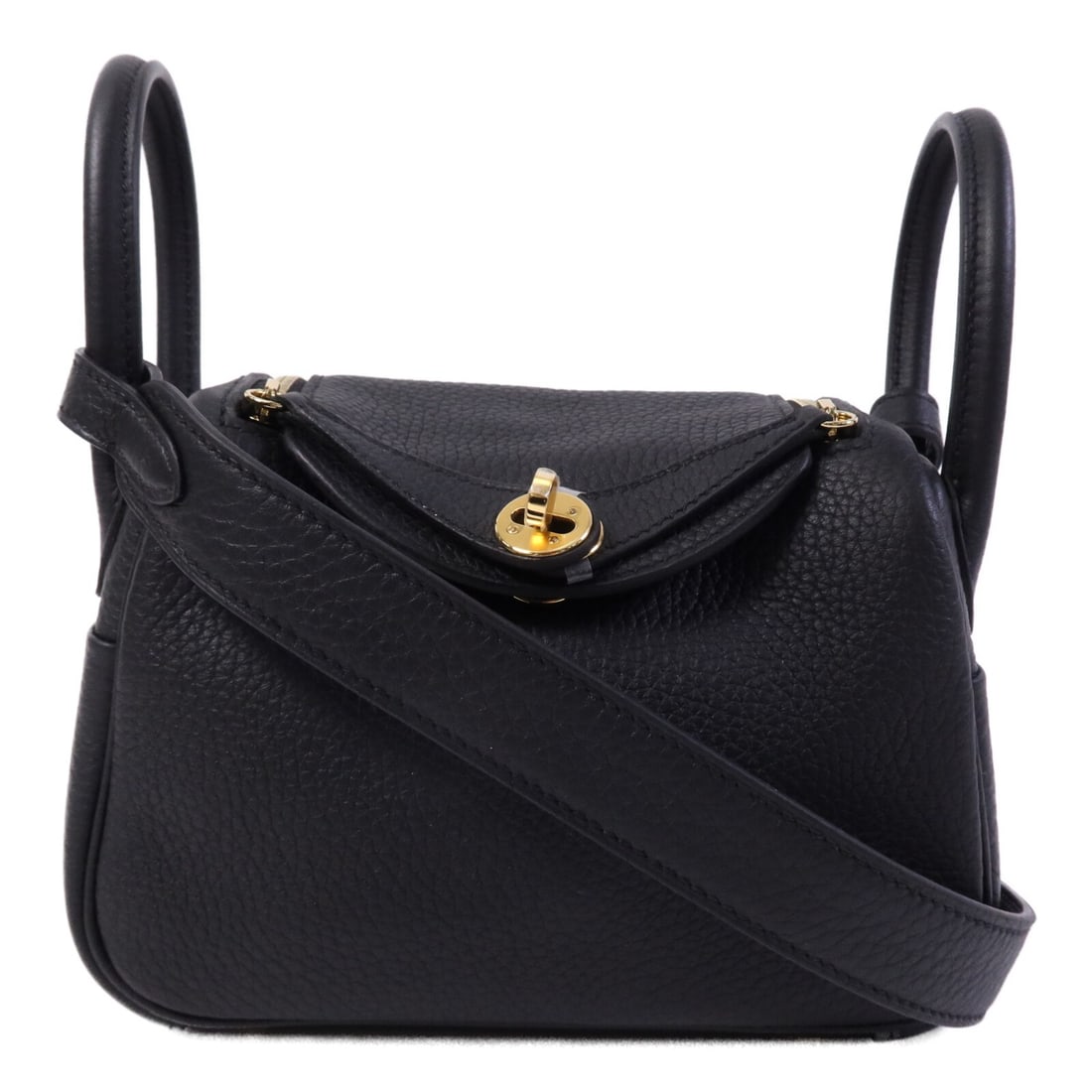 Hermes Mini Lindy Black Clemence Calfskin Shoulder Bag with Gold Hardware (1 of 15)