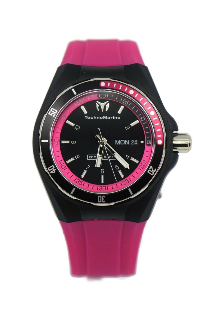 Technomarine Cruise 110013 Black Pink Stainless Steel Watch with Box and Papers: Technomarine Cruise 110013 Black Pink Stainless Steel Watch with Box and Papers Discover the elegance of the Technomarine Cruise Pink Stainless Steel Watch, model 110013. This stylish wristwatch featu