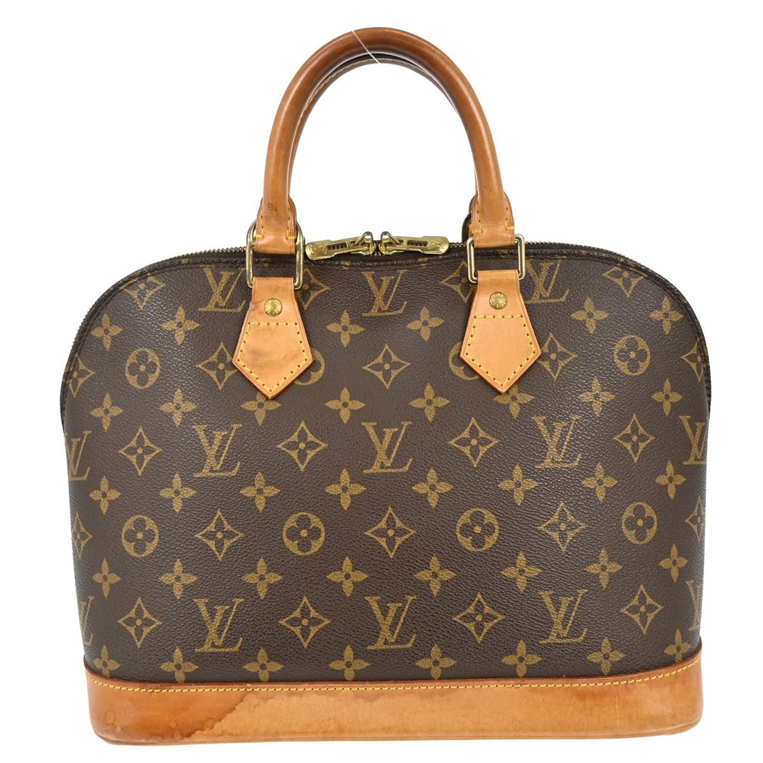 Louis Vuitton Alma Monogram Canvas Medium Brown Handbag M51130: Louis Vuitton Alma Monogram Canvas Medium Brown Handbag M51130 This Louis Vuitton Alma handbag features the signature Monogram canvas exterior and double beige handles. Designed in a medium size, it i