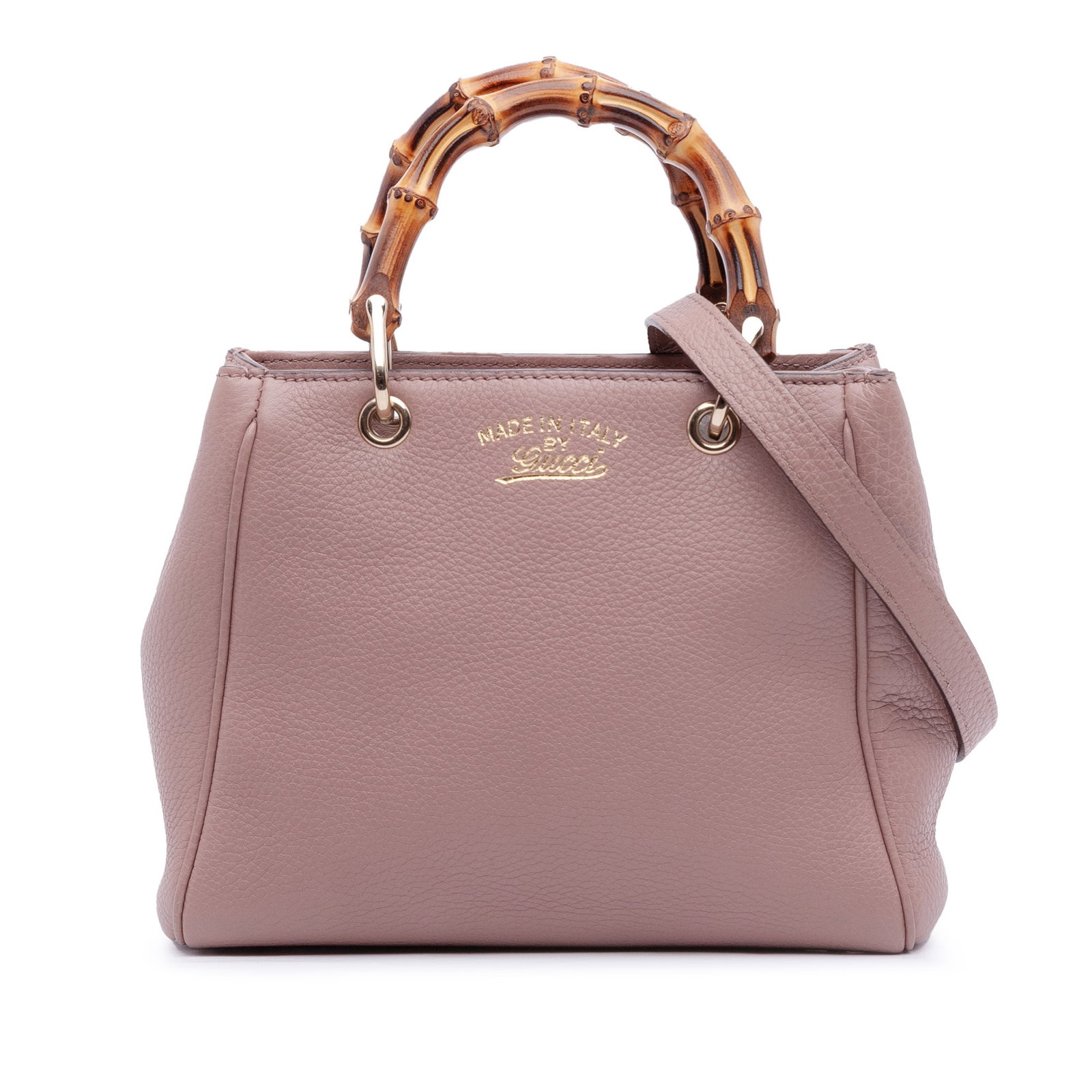 Gucci Mini Bamboo Shopper Pink Leather Satchel with Bamboo Handles (1 of 11)