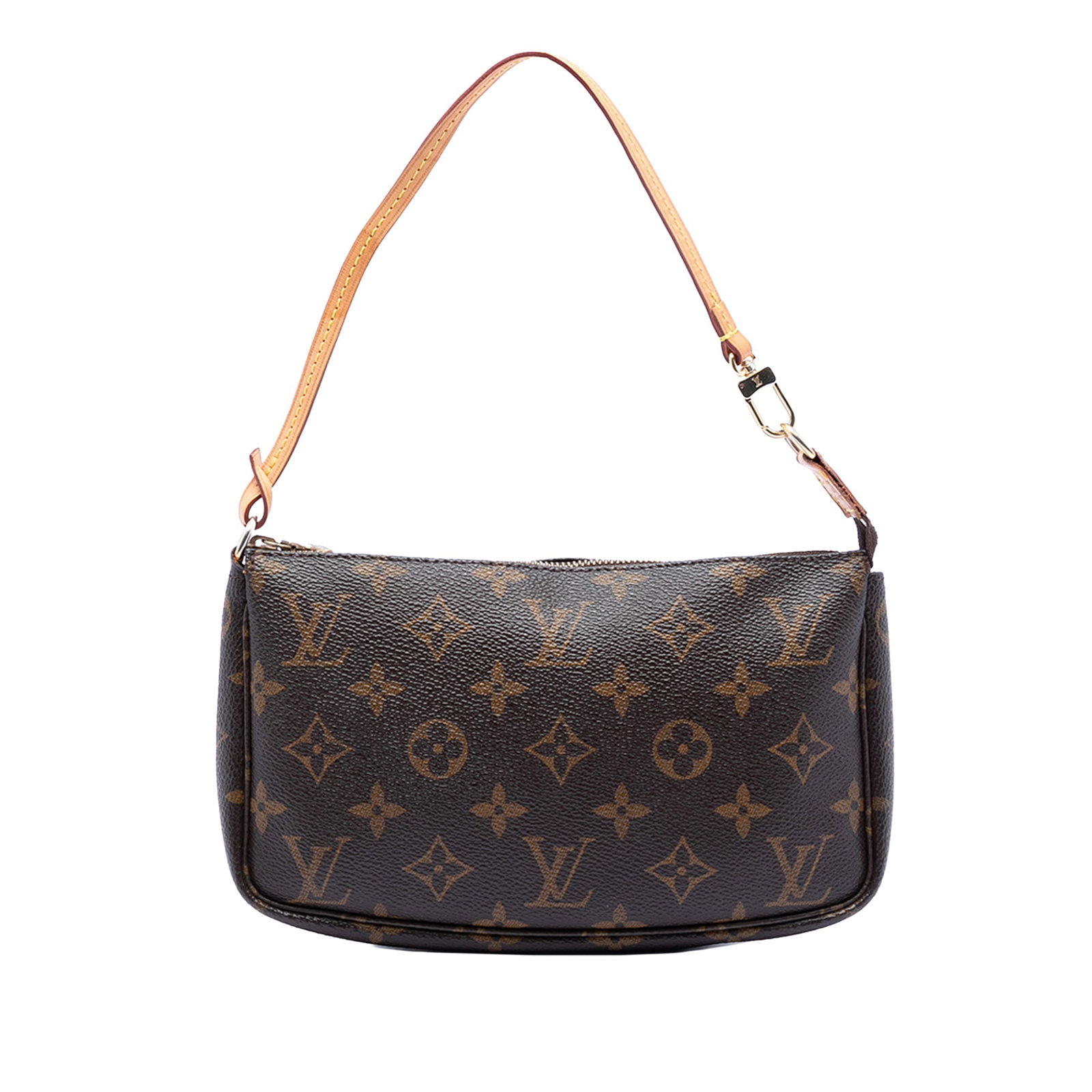 Louis Vuitton Pochette Accessoires Monogram Canvas Shoulder Bag: Louis Vuitton Pochette Accessoires Monogram Canvas Shoulder Bag This Louis Vuitton Monogram Pochette Accessoires features the iconic monogram canvas body, a flat vachetta leather handle, and a top zip