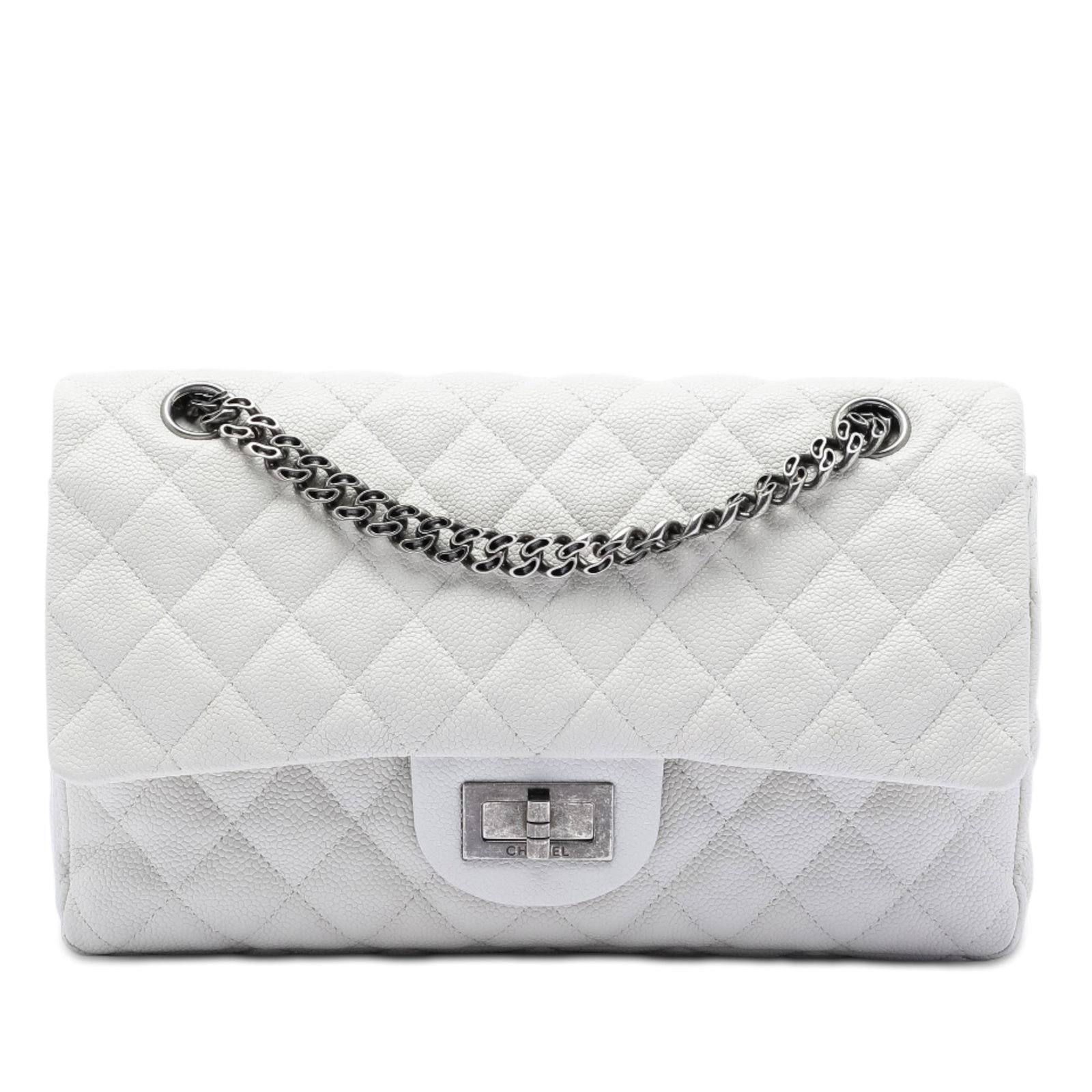 Chanel Reissue 2.55 225 Quilted White Caviar Double Flap Shoulder Bag (1 of 7)