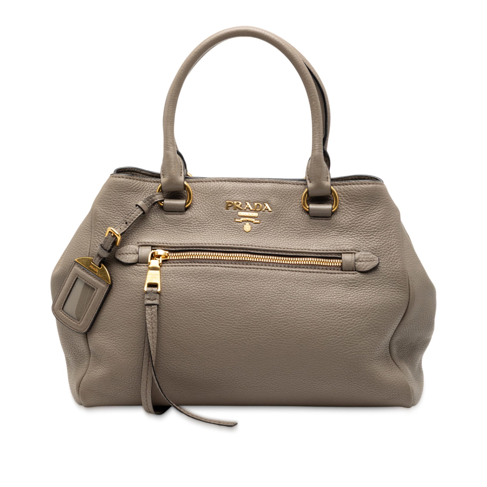 Prada Vitello Phenix Convertible Leather Tote Bag Brown (1 of 6)