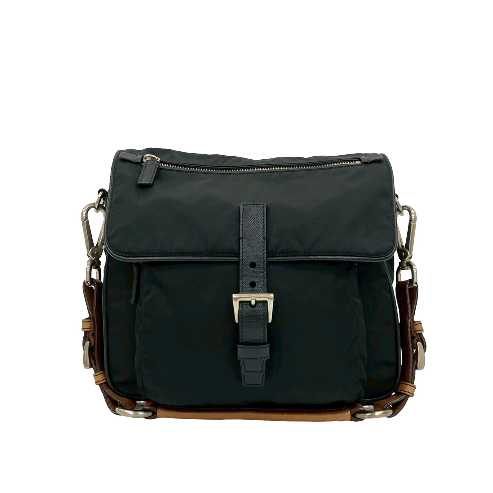 Prada Black Tessuto Shoulder Purse with Saffiano Leather Accents (1 of 10)