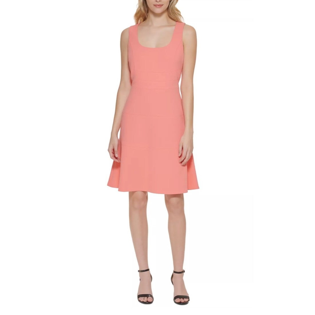 Tommy Hilfiger Bloom Pink Sleeveless Fit & Flare Dress Size 16: Tommy Hilfiger Bloom Pink Sleeveless Fit & Flare Dress Size 16 Introducing a stunning sleeveless fit and flare dress in a vibrant bloom pink by Tommy Hilfiger. This elegant piece features a square nec
