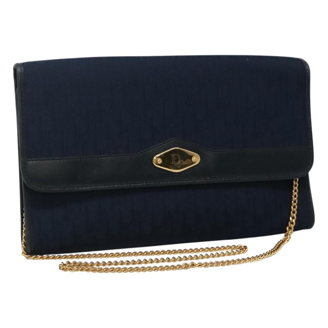 Christian Dior Trotter Canvas Shoulder Bag Navy 27cm x 16cm x 3cm: Christian Dior Trotter Canvas Shoulder Bag Navy 27cm x 16cm x 3cm This Christian Dior vintage Trotter shoulder bag is crafted from navy canvas and designed for women. It features a compact, rectangula