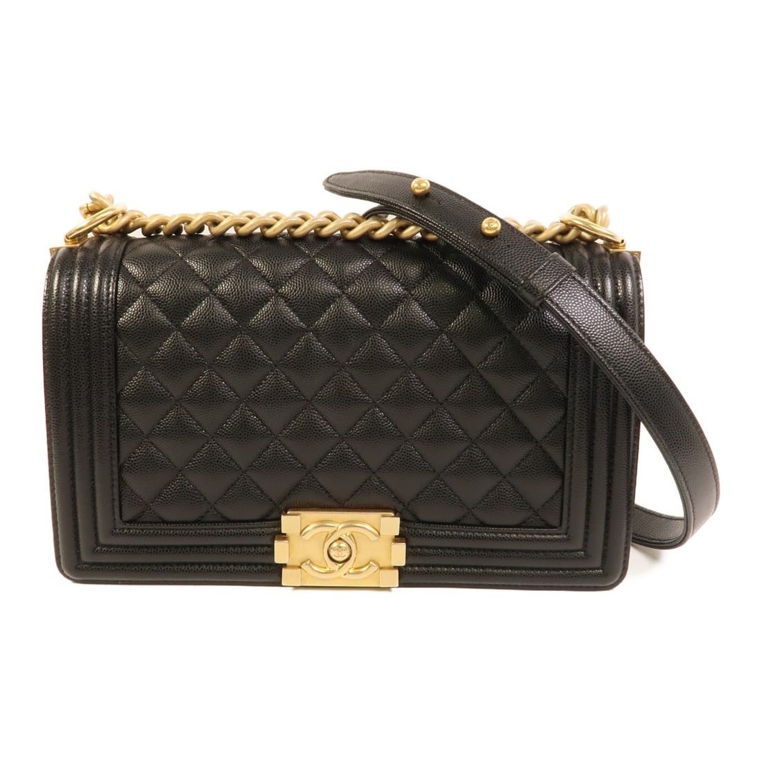 CHANEL Boy 25 Black Calfskin Shoulder Bag GHW: CHANEL Boy 25 Black Calfskin Shoulder Bag GHW This CHANEL Boy 25 chain shoulder bag features a sleek black calfskin leather exterior and a classic CC design. The bag is crafted for women and offers a 