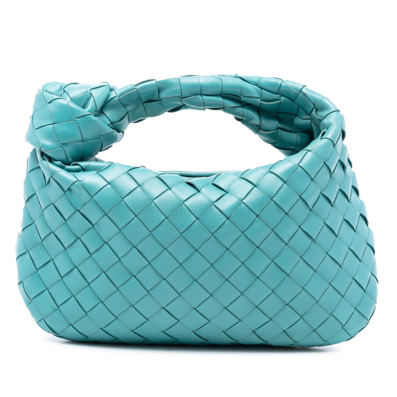 Mini Intrecciato Jodie Blue Woven Leather Shoulder Bag by Bottega Veneta: Mini Intrecciato Jodie Blue Woven Leather Shoulder Bag by Bottega Veneta This Bottega Veneta Mini Nappa Intrecciato Jodie bag features a woven leather body and a woven leather shoulder strap with a to
