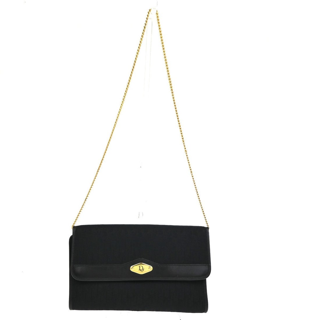 Christian Dior Black Canvas Flap Shoulder Bag with Chain Strap: Christian Dior Black Canvas Flap Shoulder Bag with Chain Strap This Christian Dior Flap chain shoulder bag is crafted from black canvas and designed for women. It features a flap closure with a push l