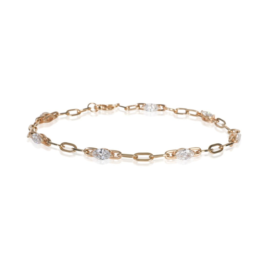 Marquise Lab-Grown Diamond 14K Yellow Gold Bracelet 1.38 Carat Total Weight: Marquise Lab-Grown Diamond 14K Yellow Gold Bracelet 1.38 Carat Total Weight This women's bracelet features 1.38 carats total weight of lab-grown marquise-cut diamonds set in 14K yellow gold. The brace