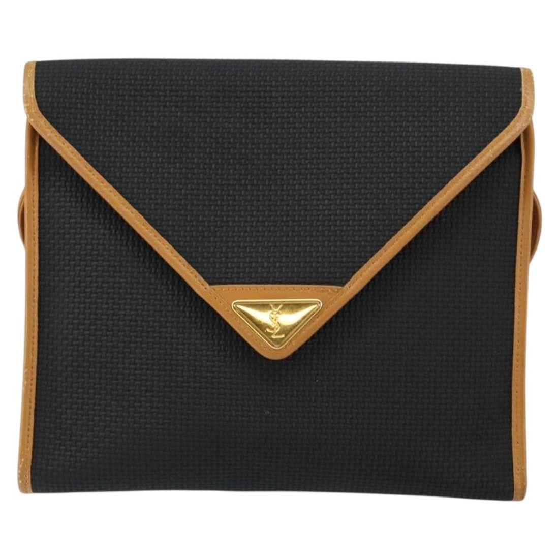 Saint Laurent Black Vintage Flap Crossbody PVC and Leather Bag: Saint Laurent Black Vintage Flap Crossbody PVC and Leather Bag This Saint Laurent Vintage Flap Crossbody Bag is crafted from coated canvas with leather details in black. Designed for women, it offers 