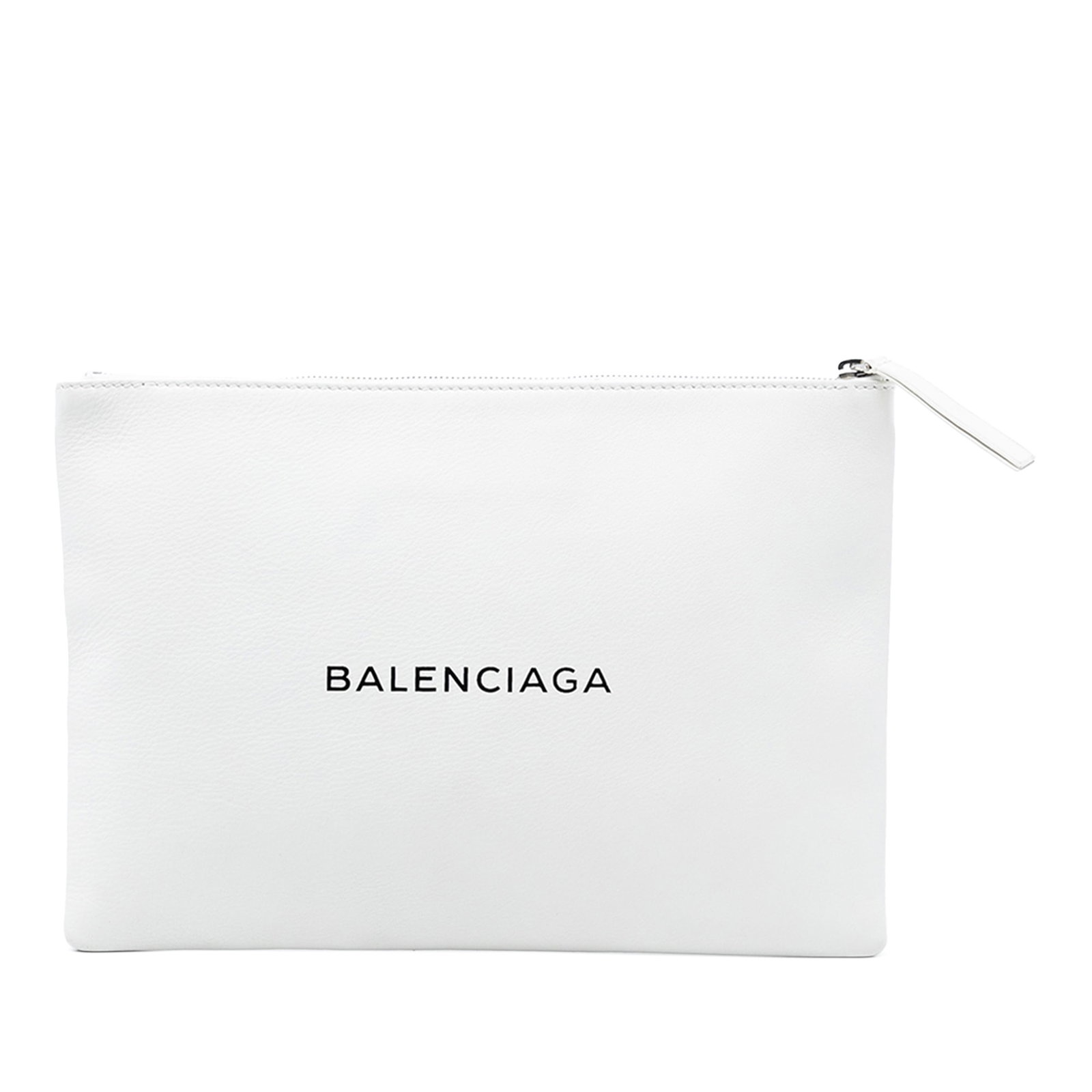 White Balenciaga Everyday Leather Clutch Bag with Top Zip Closure (1 of 7)