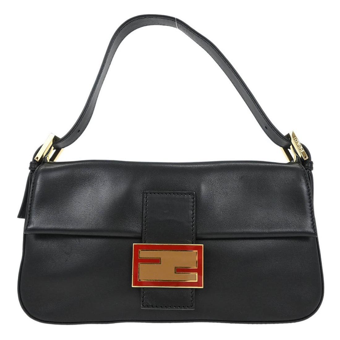 Fendi Black Leather Baguette Bag for Women 26.5cm: Fendi Black Leather Baguette Bag for Women 26.5cm This Fendi Baguette Bag is crafted from black leather and designed for women. Made in Italy, it features a classic silhouette with minor scuffs and sc