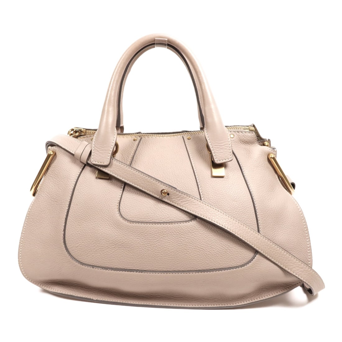 Chloe 2 Way Shoulder Bag Calfskin Leather Gray GHW: Chloe 2 Way Shoulder Bag Calfskin Leather Gray GHW This elegant Chloe 2-way shoulder bag is crafted from premium calfskin leather, exuding a sophisticated gray hue. Designed for versatility, it can be