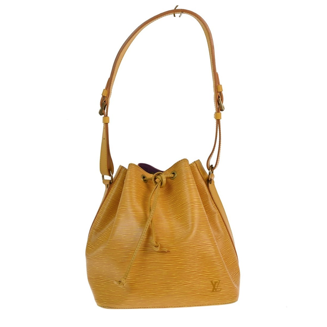 Louis Vuitton Epi Leather Petit Noe Yellow Shoulder Bag France: Louis Vuitton Epi Leather Petit Noe Yellow Shoulder Bag France This Louis Vuitton Petit Noe handbag is crafted from yellow Epi leather and features a classic bucket silhouette. It is designed for wome