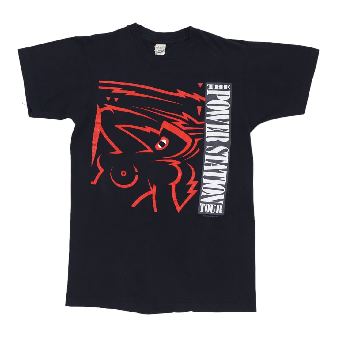 Vintage 1985 Power Station Tour Black Poly Cotton Band Shirt Medium (1 of 6)