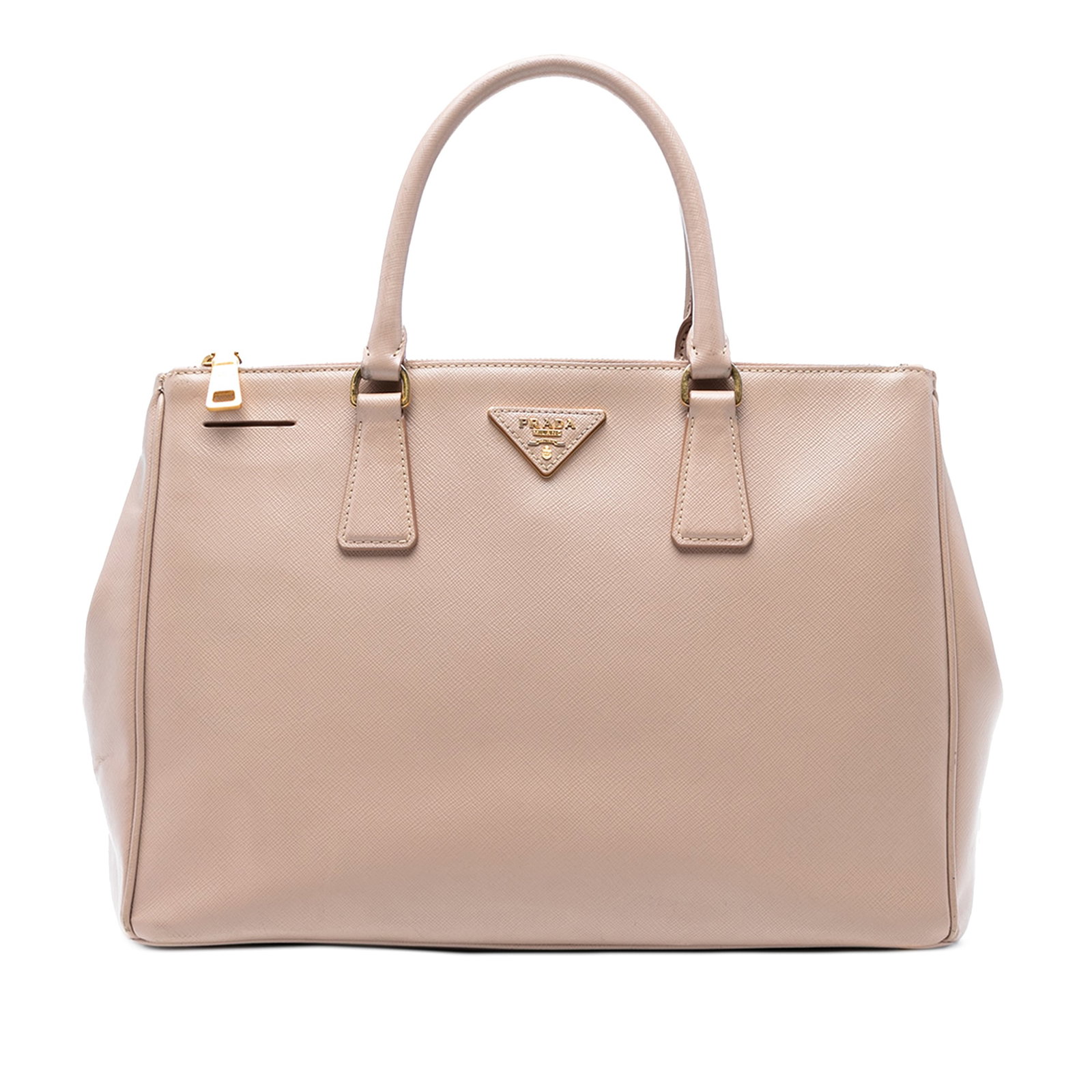 Prada Large Saffiano Lux Galleria Double Zip Tote Bag Brown: Prada Large Saffiano Lux Galleria Double Zip Tote Bag Brown The Prada Large Saffiano Lux Galleria Double Zip Tote is a stylish and practical handbag crafted from durable saffiano leather. This tote fe