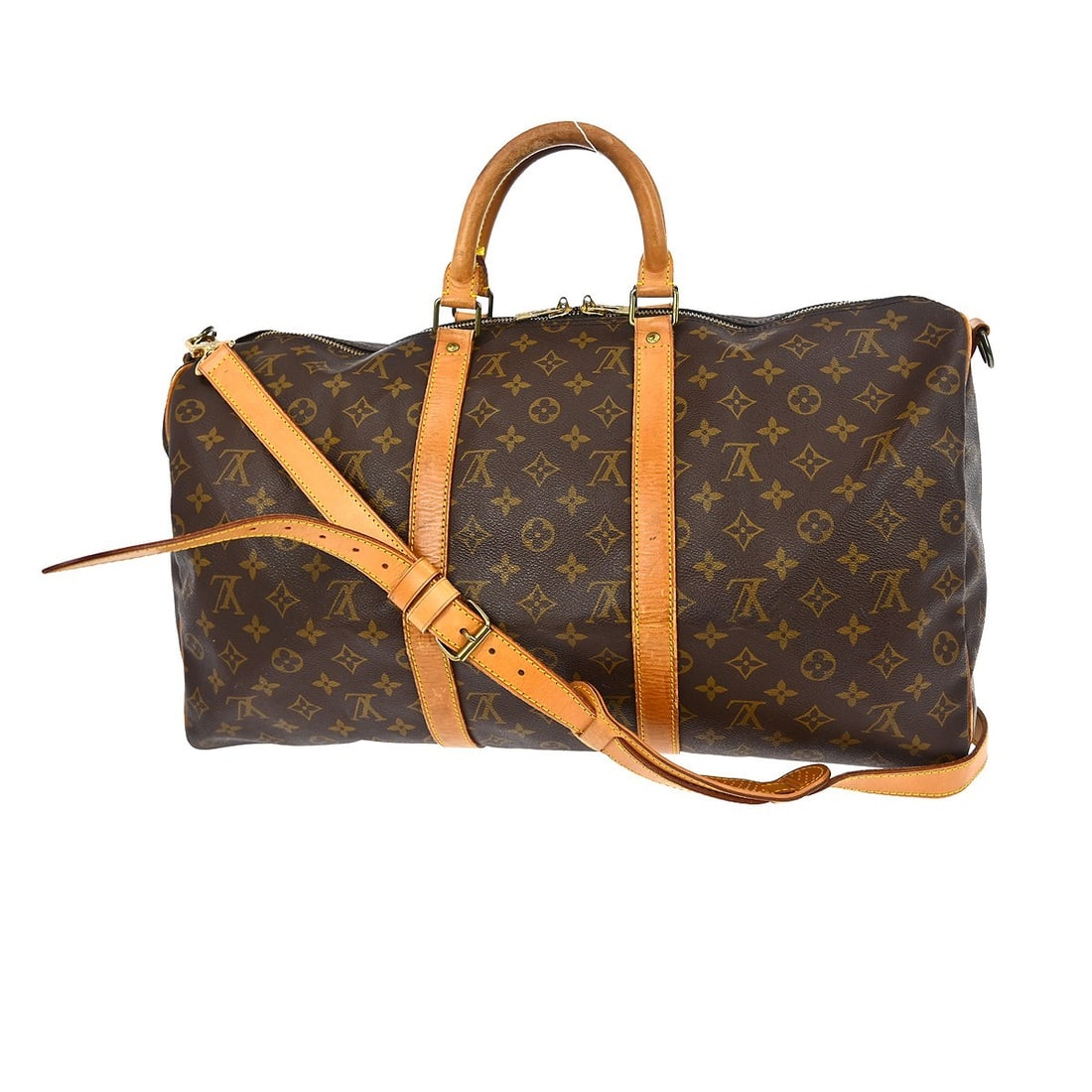 Keepall Bandouliere Travel Bag by Louis Vuitton in Monogram Canvas: Keepall Bandouliere Travel Bag by Louis Vuitton in Monogram Canvas The Louis Vuitton Keepall Bandouliere Bag features the classic monogram canvas in brown and is designed for unisex use. This bag show